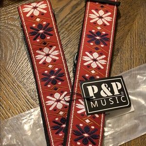 P&P music floral guitar strap New!